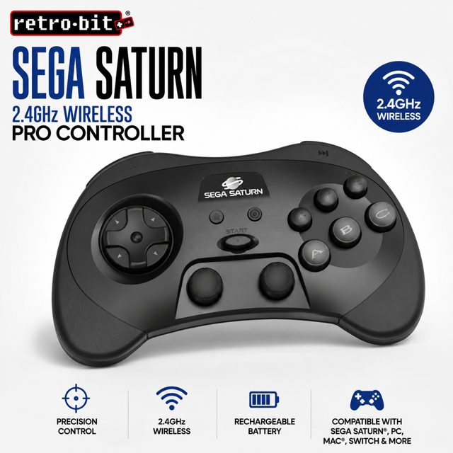 Retro-Bit Sega Saturn 2.4GHz Wireless Pro Controller
